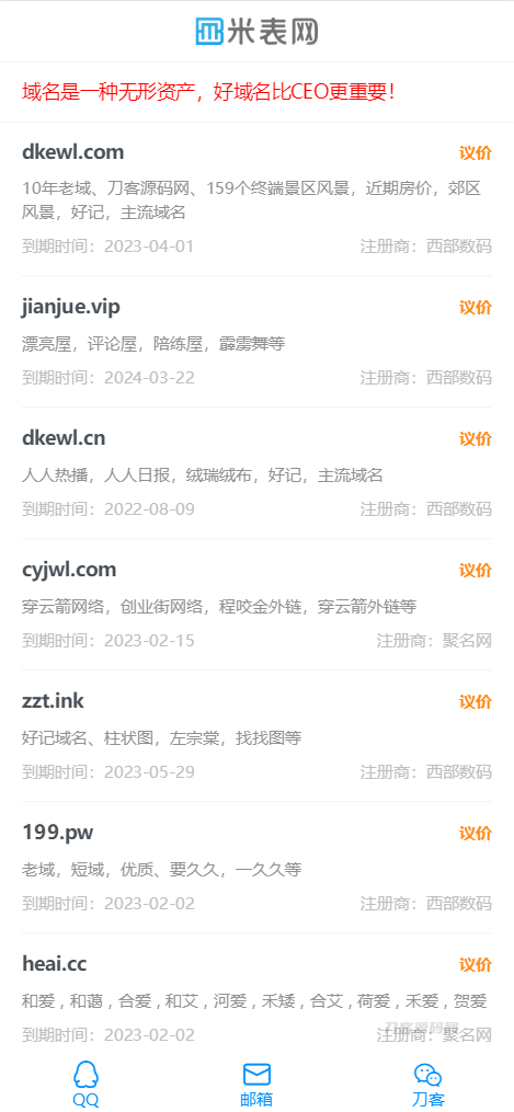 勇帅米表系统_域名展示出售系统