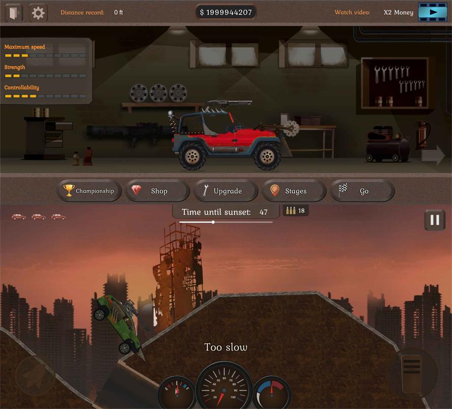 闯关冒险小游戏 僵尸金属赛车