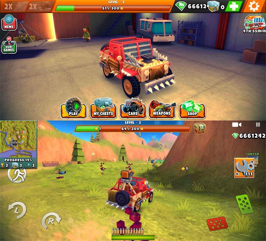 3D射击沙盒游戏 僵尸越野狩猎