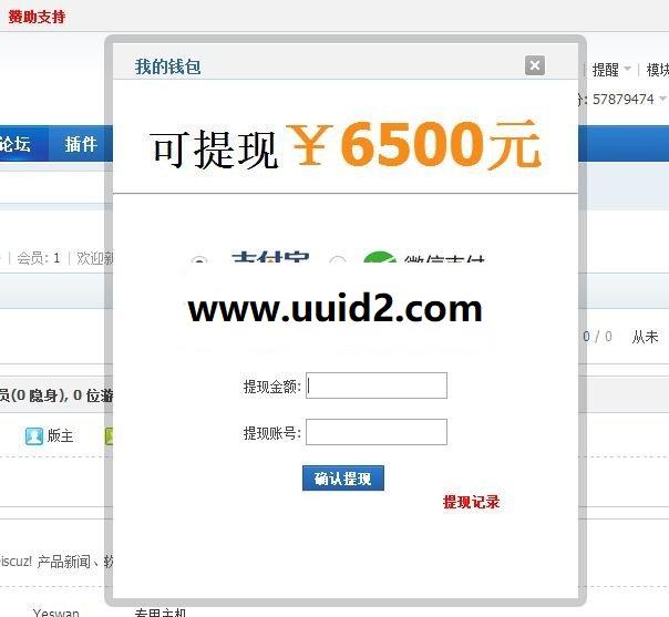 DZ论坛插件 提现到微信支付宝+商业运营插件