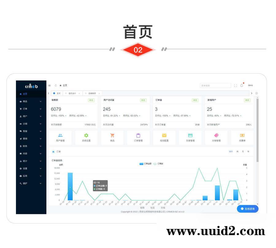 CRMEB V4.4标准版打通版商城源码小程序公众号H5 App商城源码