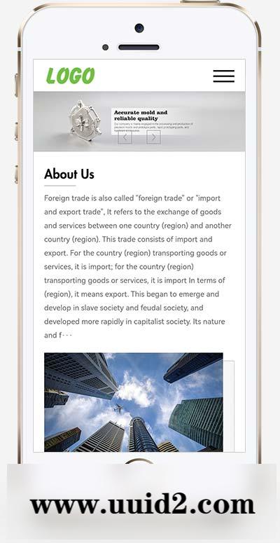 (自适应手机端)绿色五金零件英文pbootcms外贸网站模板 精密模具零件加工类网站源码下载