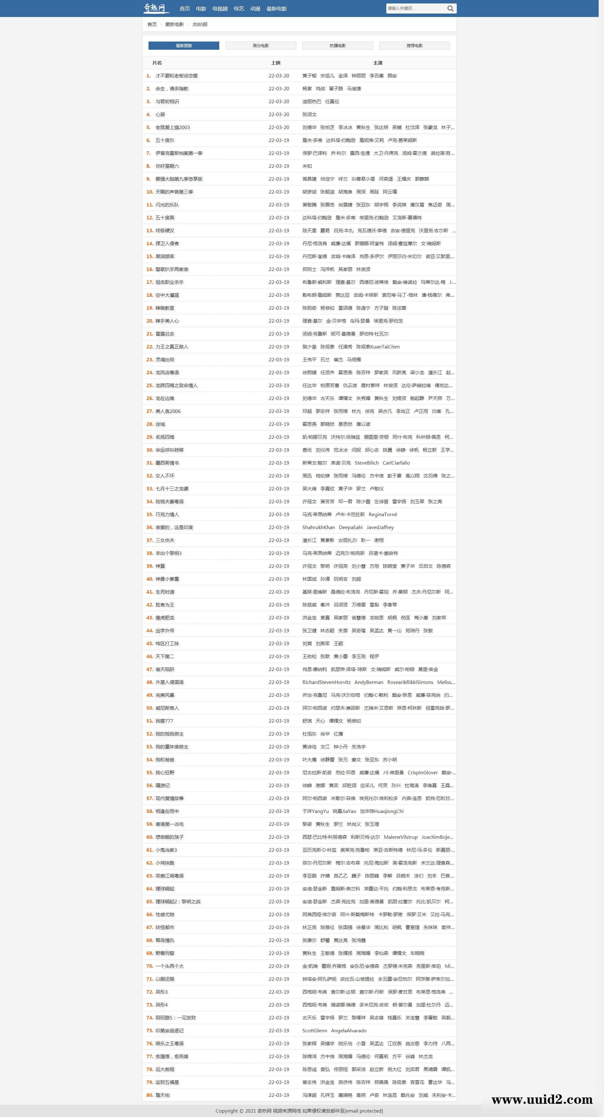 【已测】奇热网苹果CMS极简电脑手机一体自适应电影站模板整站源码