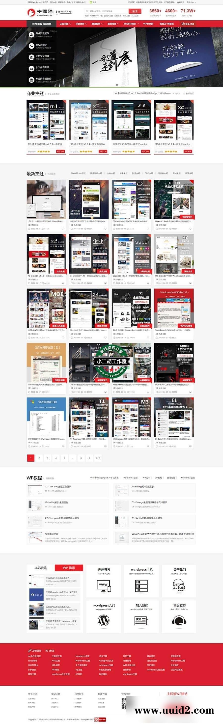 WP网站模板下载站源码+全局SEO功能设定 WordPress主题猫模板