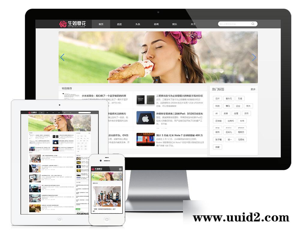易优cms响应式博客自媒体运营类网站模板(带手机端)