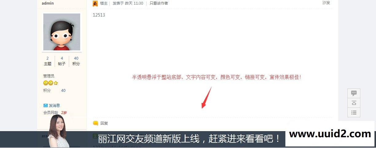 DZ插件底部悬浮广告 1.0商业版|底部底部悬浮文字广告插件