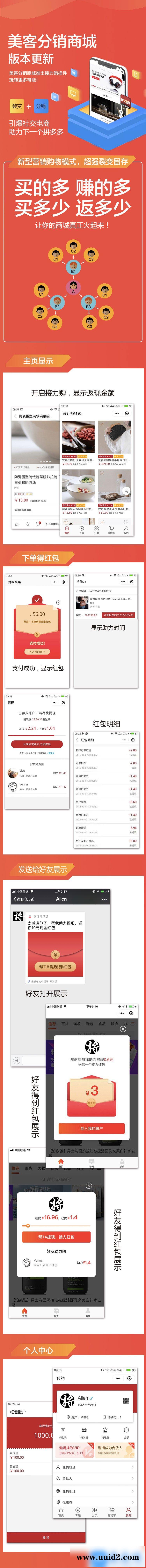 模块:美客分销商城小程序V1.0.30+接力购插件V1.0.1+前端