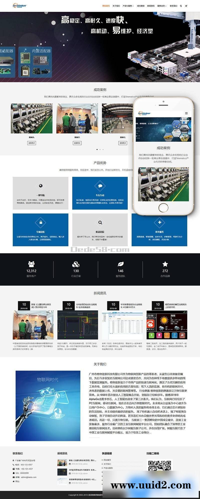 响应式物联网基础数据类网站织梦模板(自适应手机端)+PC+wap+利于SEO优化