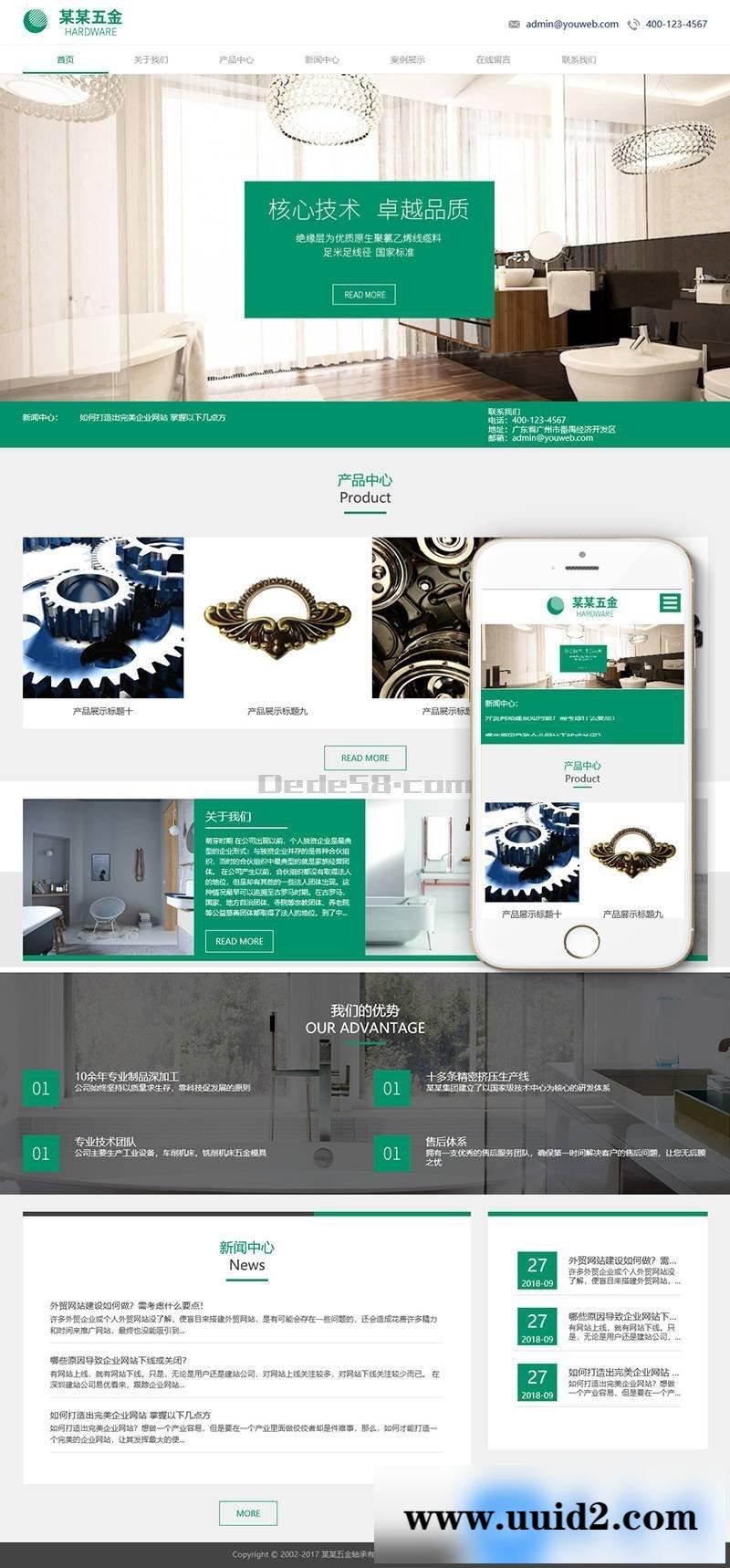 响应式五金轴承类织梦模板(自适应手机端)