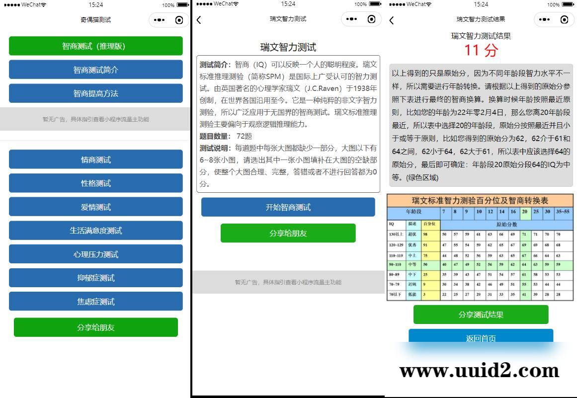 【已测】云开发智力测试情商测试提升智力小程序源码 带流量主