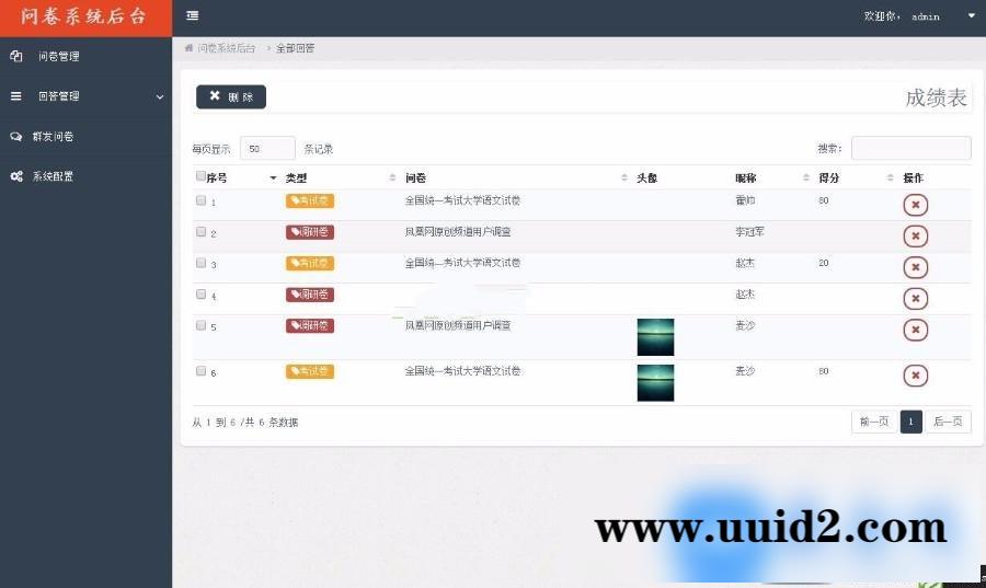 Thinkphp3.2开发的微信问卷后台管理系统 thinkphp学生考试答题系统