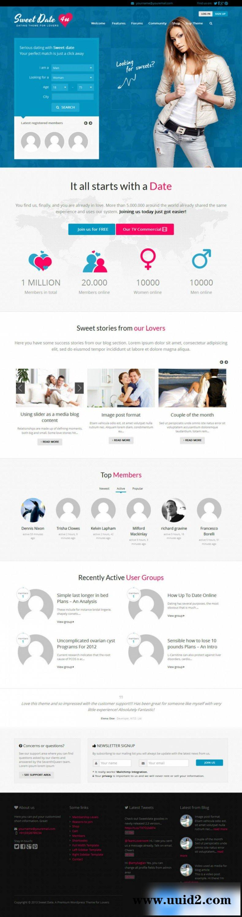 Sweet Date交友婚恋中/英wordpress模板